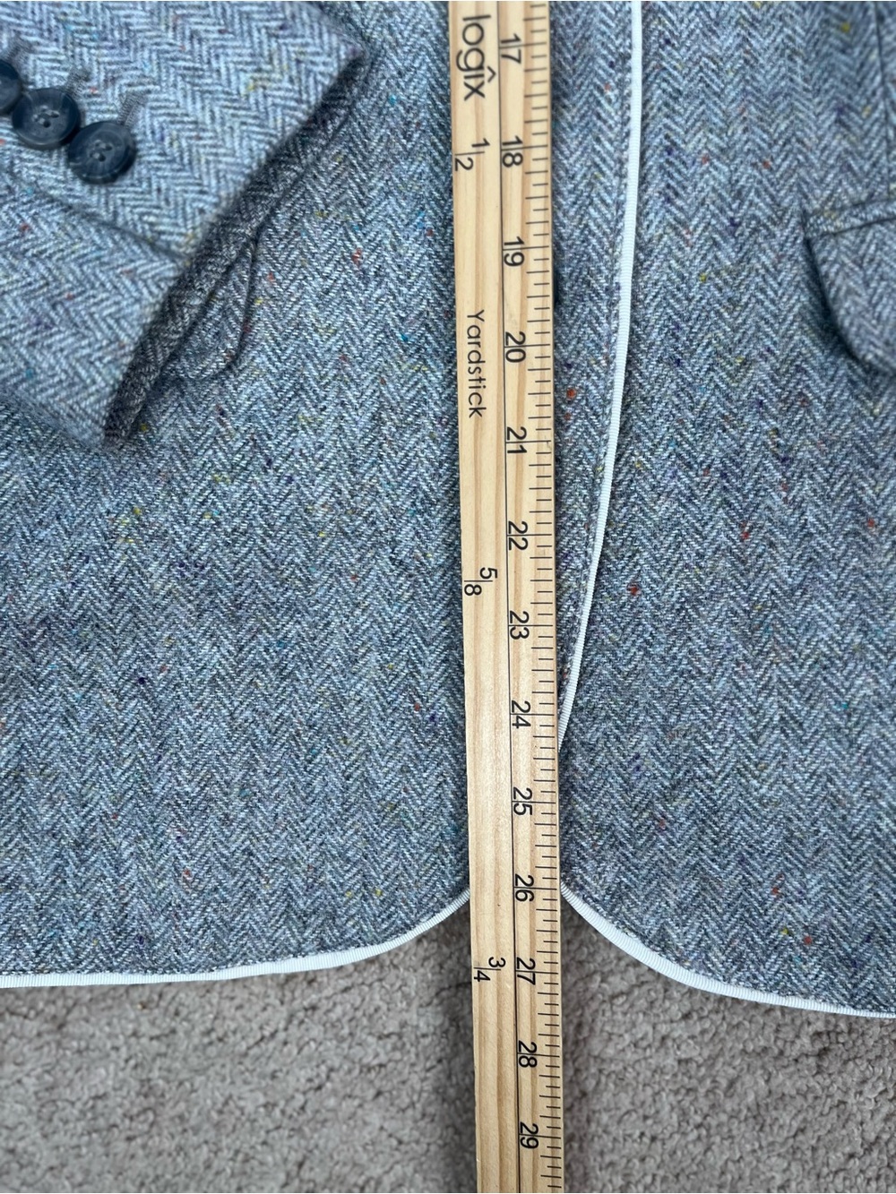 Talbots Woman Aberdeen Herringbone Tweed Blazer 14W Grey Wool Preppy Classic - Picture 11 of 11